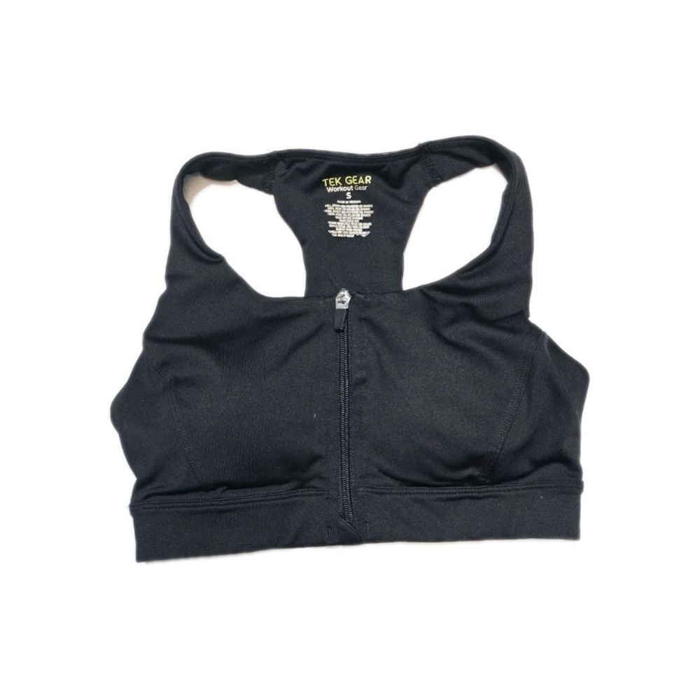 Tek Gear Workout Gear Women's Sports Bra Small Zip Up Black Wireless